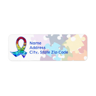 Étiquette Ruban de puzzle arc-en-ciel sensibilisation sur l'
