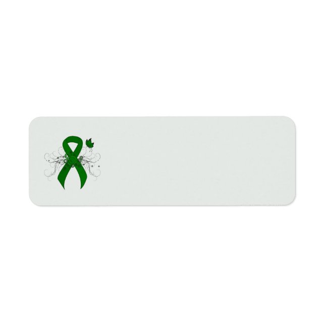Étiquette Ruban de sensibilisation au vert avec papillon (Devant)