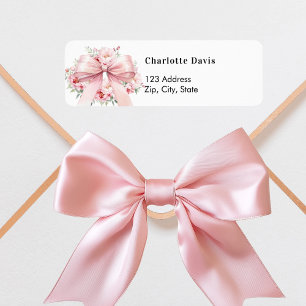 Étiquette Ruban rose floral adresse de retour