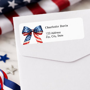 Étiquette Ruban rouge blanc bleu patriotique USA adresse de
