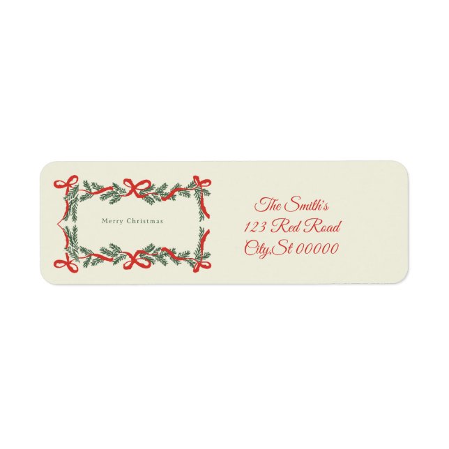 Étiquette Rubans de Joyeux Noël adresse (Devant)