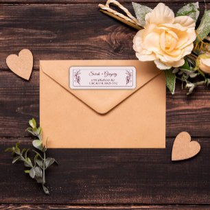 Étiquette Ruby Wine Simple Boho Floral Adresse de retour