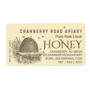 Étiquette ruche vintage avec abeilles miel expédition taille