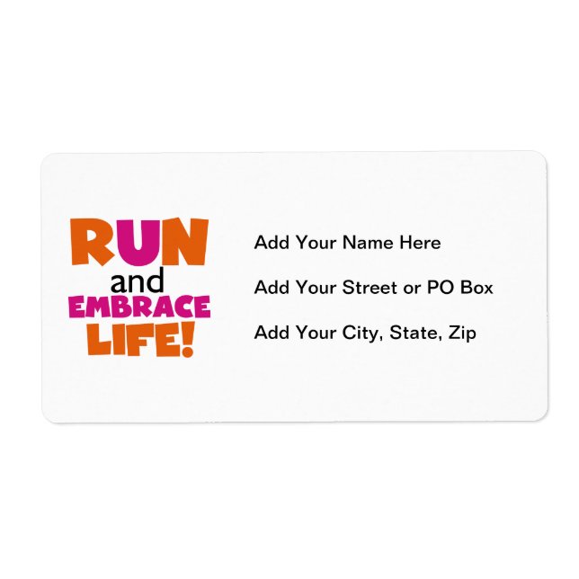 Étiquette Run and Embrassez Life Orange Pink (Devant)