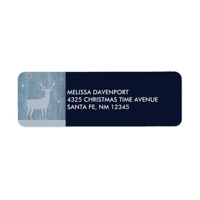 Étiquette Russe Bleu Bois Reindeer Pays Noël (Devant)