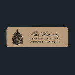 Étiquette Russe Christmas Tree Faux Kraft Adresse de vacance<br><div class="desc">Autocollants d'adresse de retour personnalisés avec votre nom ou votre famille monogramme et adresse. Ce design rustique moderne comprend un arbre à feuillage persistant vintage sur un arrière - plan en papier imitation kraft avec votre texte en noir élégant script et polices serif. Utilisez les outils de conception pour modifier...</div>