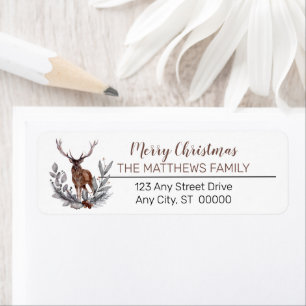 Étiquette Russe Deer Buck Joyeux Noël Famille