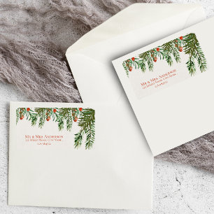 Étiquette Russe Feuille Red Berry Mariage de Noël Adresse