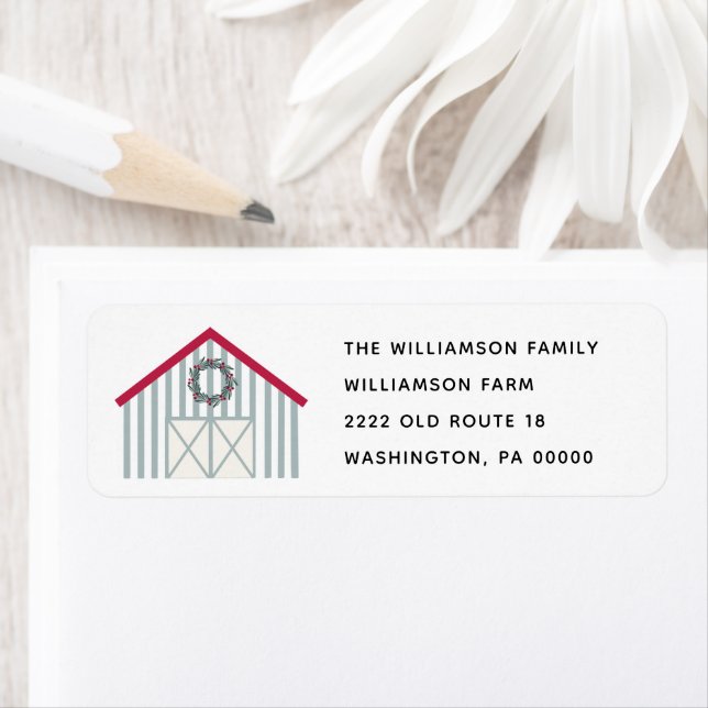 Étiquette Russe Pip Berry Wreath Christmas Retourner l'adres (En situation)