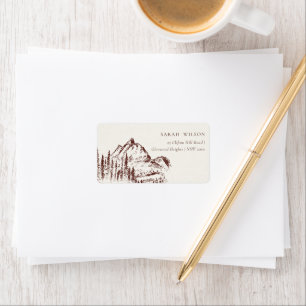 Étiquette Russe Rust Pine Woods Mountain Sketch Adresse