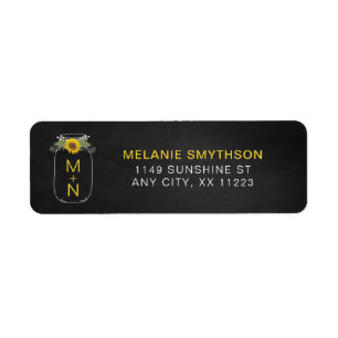 Étiquette Russe Sunflower Mason Jar mariage adresse de retou