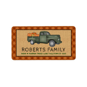 Étiquette Russe Vintage Citrouille Truck Plaid Adresse de re