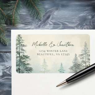 Étiquette Russe Winter Pine Forest Woodland Mariage Adresse