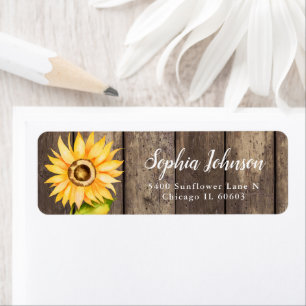 Étiquette Russe Yellow Watercolor Sunflower Adresse de retou