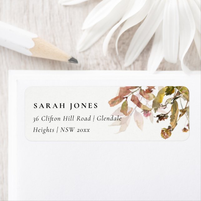 Étiquette Rust Orange Fall Tree Branch Adresse de vol (En situation)