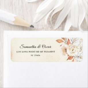 Étiquette Rustic Autumn Pumpkins & Flowers