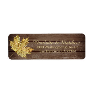 Étiquette Rustic Barn Gold Feuille Adresse de retour