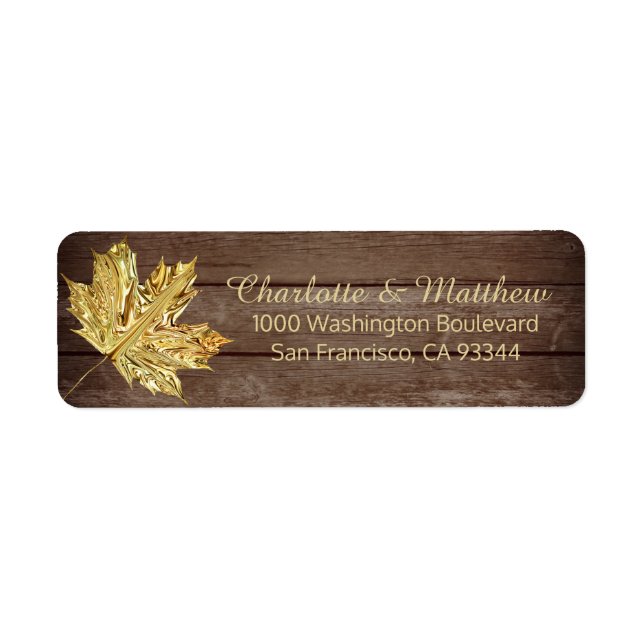 Étiquette Rustic Barn Gold Feuille Adresse de retour (Devant)