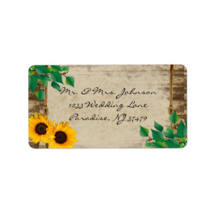 Étiquette Rustic Barn Wood Sunflower