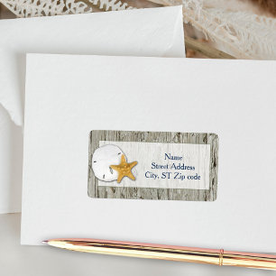 Étiquette Rustic Beach Driftwood Sand Dollar Adresse du Mari