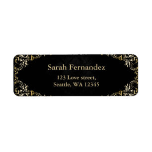 Étiquette rustic Black gold frame label