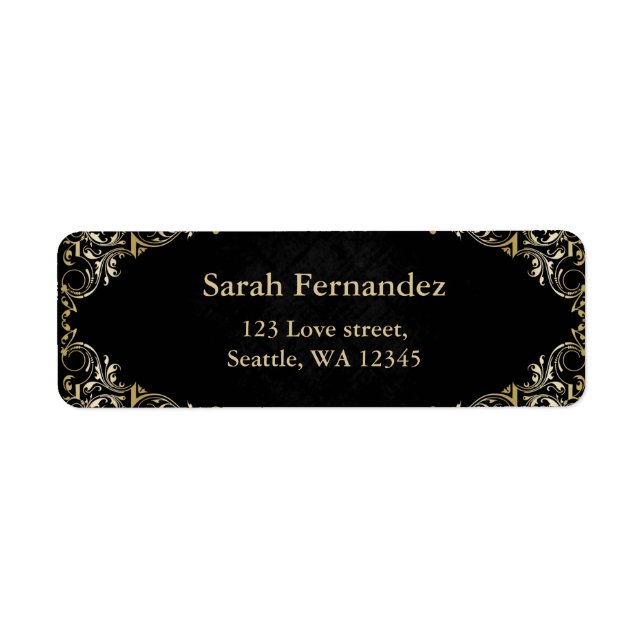 Étiquette rustic Black gold frame label (Devant)