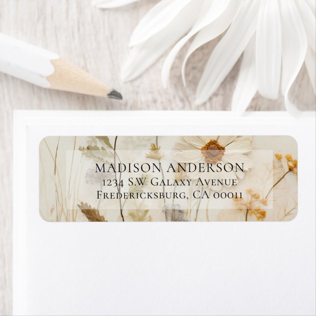 Étiquette Rustic Boho Mariage à fleurs Adresse (En situation)