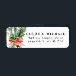 Étiquette Rustic Botanical Winter Wedding Adresse de retour<br><div class="desc">Elégant arrangement de sources de pin gris argenté, saint et eucalyptus est tiré ensemble par un grand arc rouge vif. Les baies rouges ajoutent des pops de couleur et de texture. Un accent parfait pour vos invitations de mariage ou des notes de remerciement. Cette étiquette d'adresse de retour sera également...</div>