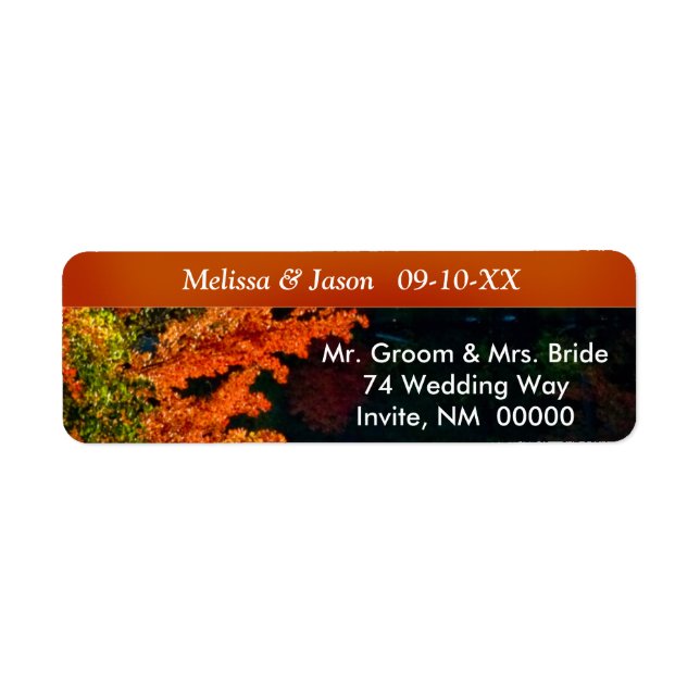Étiquette Rustic Bride Groom Automne Foliage Mariage Inviter (Devant)