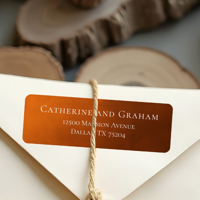 Étiquette Rustic Burnt Orange Autumn Wedding Return Address (Créateur téléchargé)