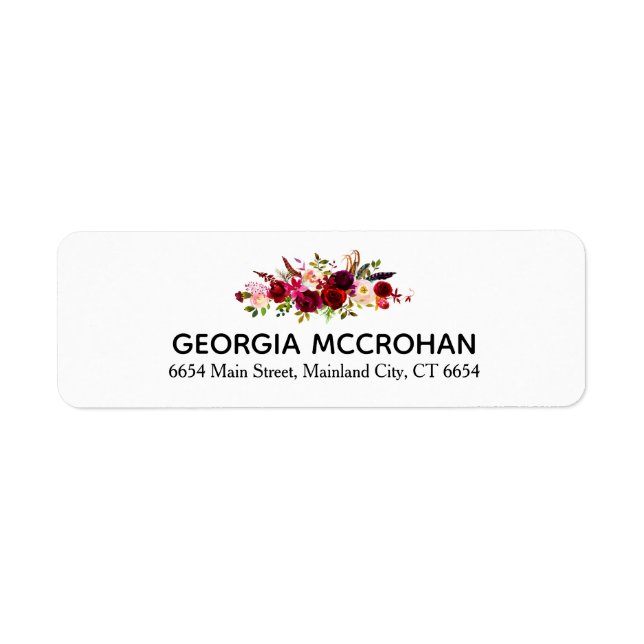 Étiquette Rustic Chic Burgundy Marsala  Return Address Label (Devant)