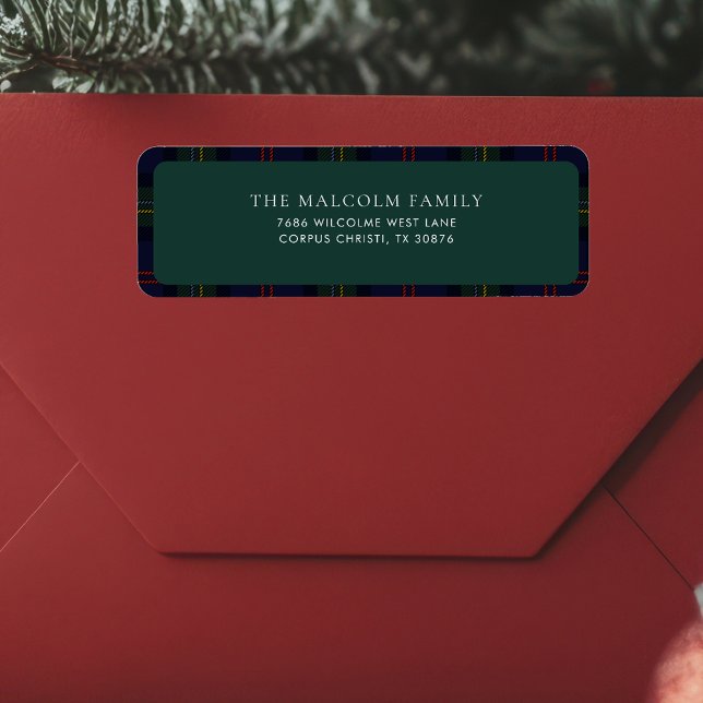 Étiquette Rustic Classic Tartan Adresse de retour (Plaid Malcolm Tartan Return Address Label)