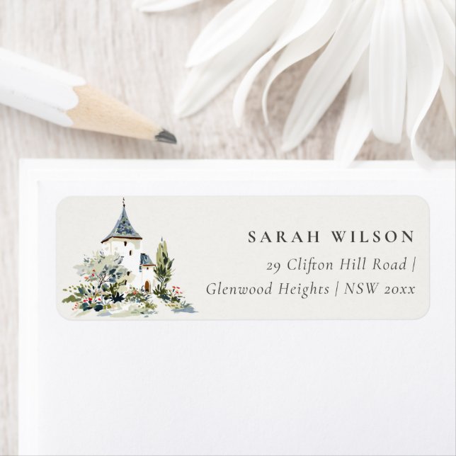 Étiquette Rustic Cottage Landscape Home Moved Address (En situation)