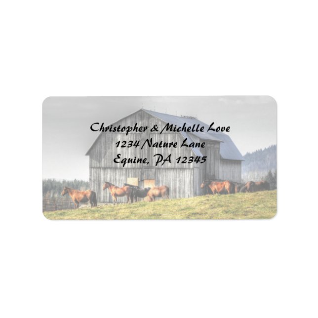 Étiquette Rustic Country Barn et Horloge Adresse (Devant)