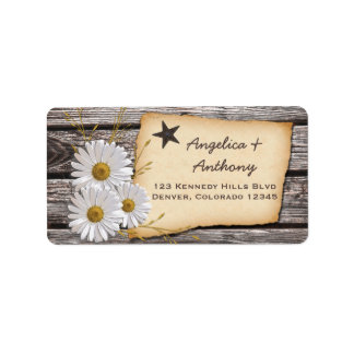 Étiquette Rustic Country Daisy Mariage Retourner l'adresse É