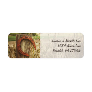 Étiquette Rustic Country Fence et Horseshoe Adresse