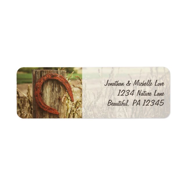 Étiquette Rustic Country Fence et Horseshoe Adresse (Devant)