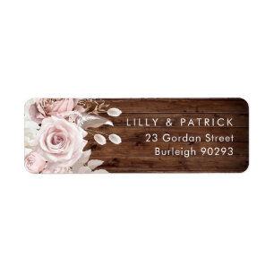 Étiquette Rustic Dusty Rose & Mariage Blush Adresse de retou