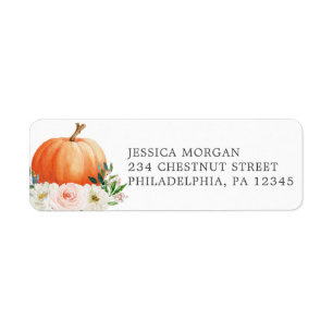 Étiquette Rustic Fall Floral Pumpkin Return Address Label