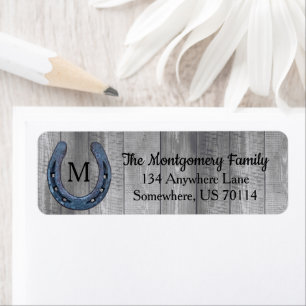 Étiquette Rustic Farmhouse Horseshoe & Barn Wood Planks