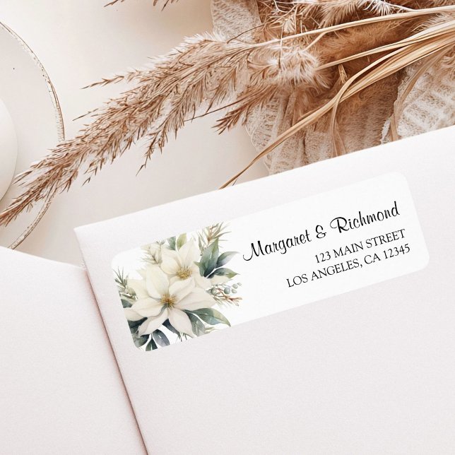 Étiquette Rustic Floral Winter Wedding Mariage Adresse (Créateur téléchargé)