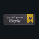 Étiquette Rustic Gold Banner Chalkboard Heart Adresse de ret<br><div class="desc">Bannière en or rustique Chalkboard Heart Return Adresse étiquette</div>
