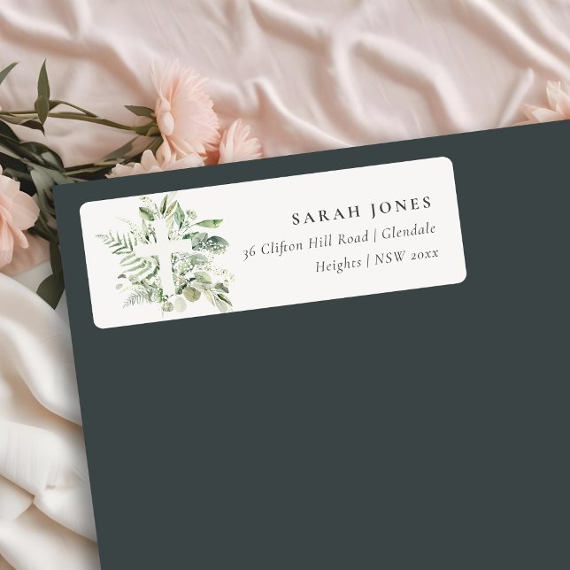 Étiquette Rustic Green Eucalyptus Fern Folin Adresse croisée (Créateur téléchargé)