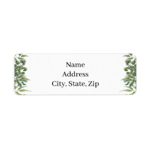 Étiquette Rustic Green Feuille Greenery Adresse de feuillage