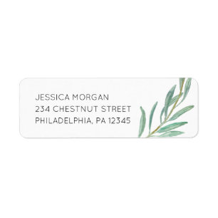 Étiquette Rustic Greenery Adresse de retour Mariage d'étique