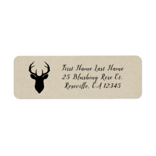 Étiquette Rustic Homme Femme Doe Deer Black Birch Mariage