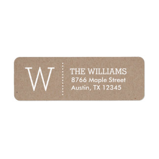 Étiquette Rustic Kraft Custom Monogram Adresse de retour