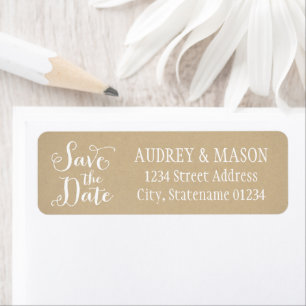 Étiquette Rustic Kraft Wedding Enregistrer la date Retourner