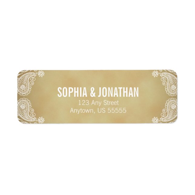 Étiquette Rustic Mariage I Hand Drake Paisley Adresse de ret (Devant)