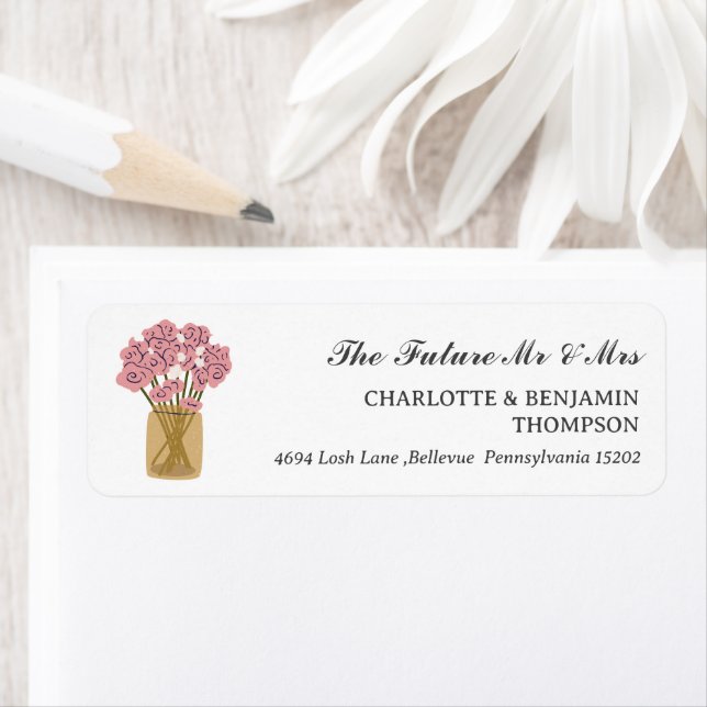 Étiquette Rustic Mason Jar M. et Mme Mariage Adresse de reto (En situation)